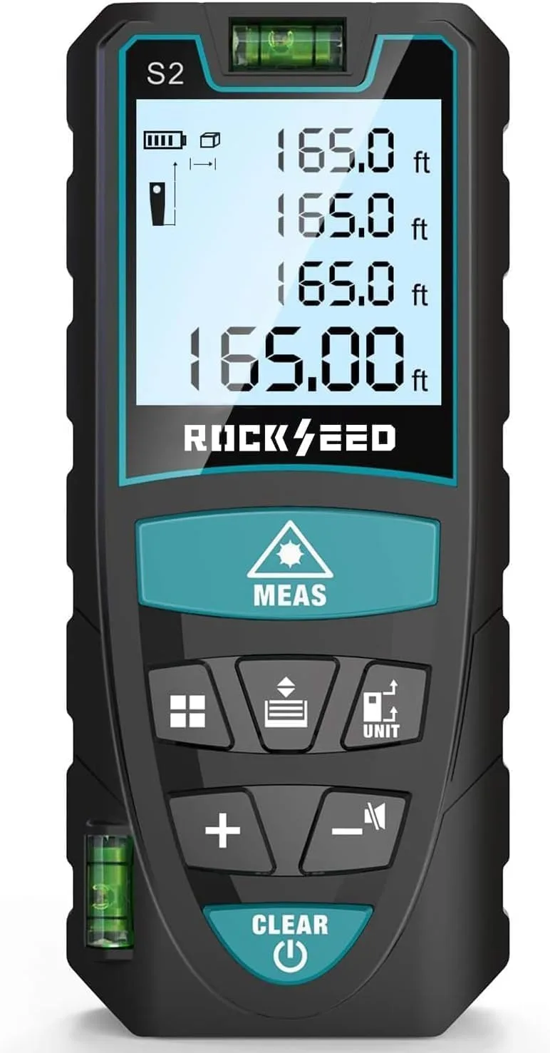 Laser Measure 50M/165ft,RockSeed Digital Laser Distance Meter with 2 Bubble Levels