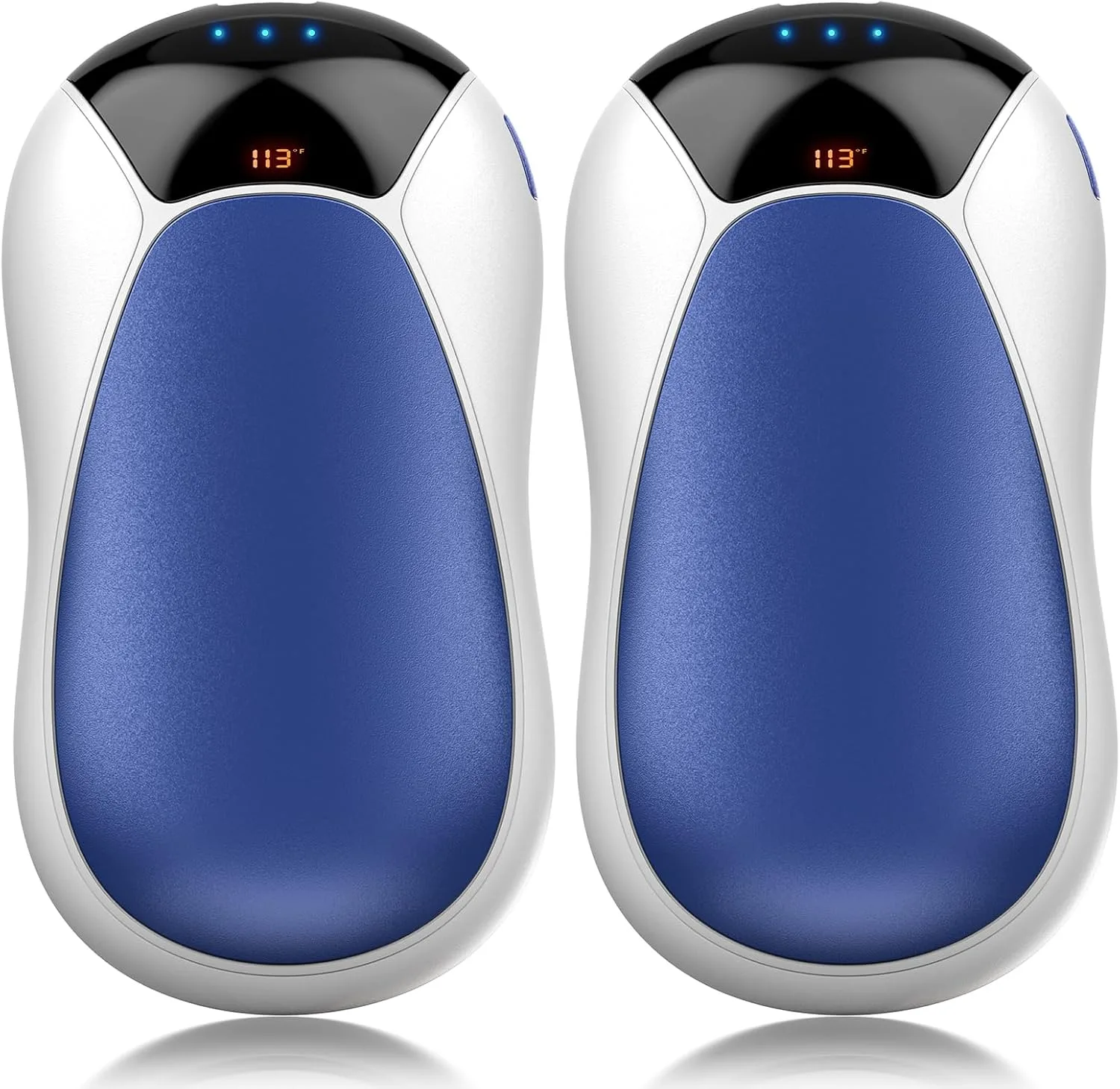 JIJ Rechargeable Hand Warmers 2 Pack - 8000mAh Electric Hand Warmers, Instant 2s Heating, 3 Heat Levels with Digital Display