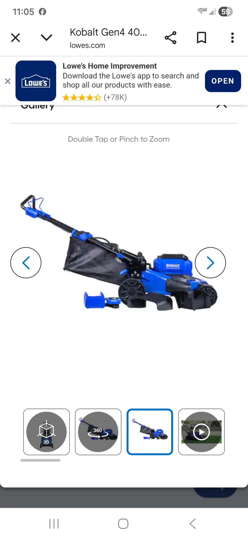 Kobalt Gen4 40-volt, (1) 6 Ah 20-in Push Lawn Mower Battery Walk Mower