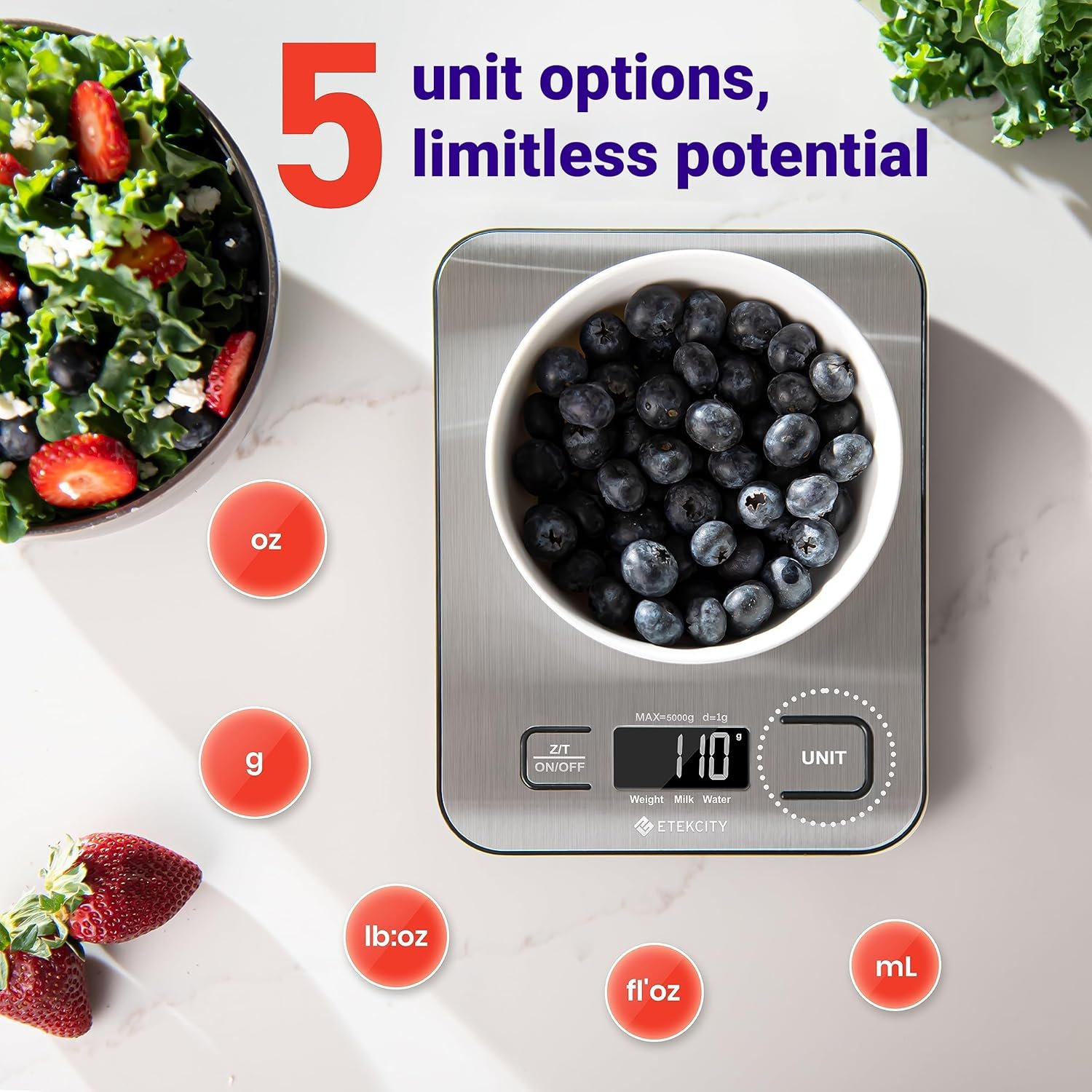 Etekcity Food Kitchen Scale, Digital Grams and Ounces for Weight Loss, Baking, Cooking, Keto and Meal Prep, LCD Display