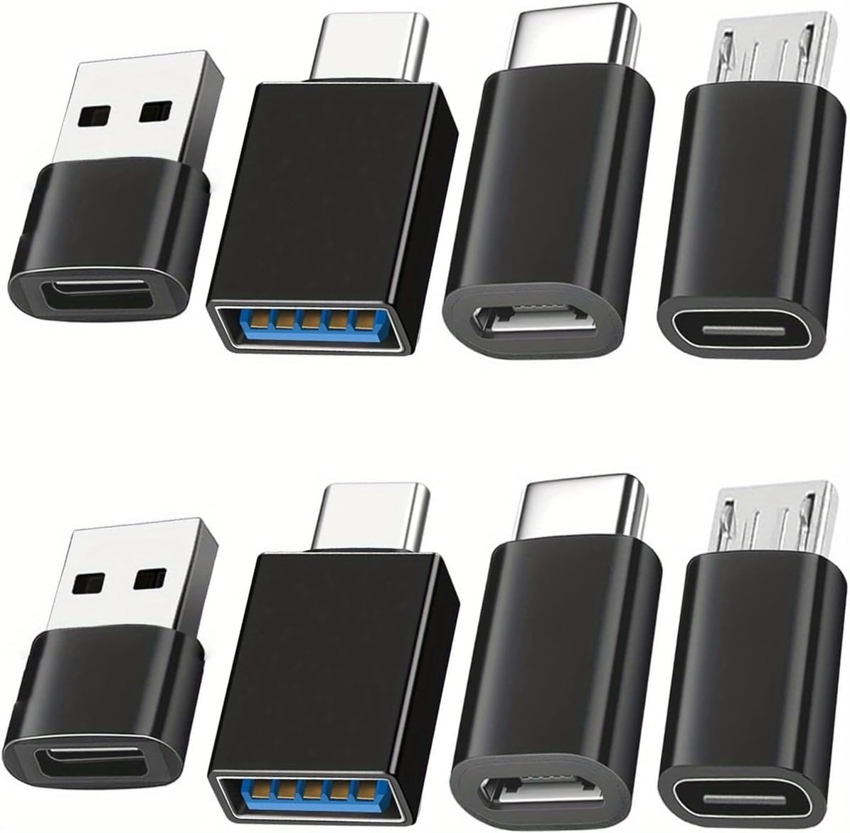 8pcs USB to USB C Adapter, Micro USB to USB C Female Male Converter