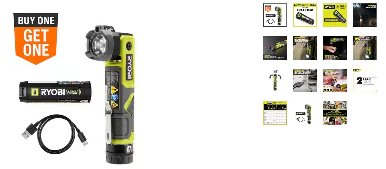 YMMV - Select Stores - USB Lithium Cordless Pivoting 625 Lumens Rechargeable Head Flashlight Kit with 2.0 Ah Battery and Charging Cable