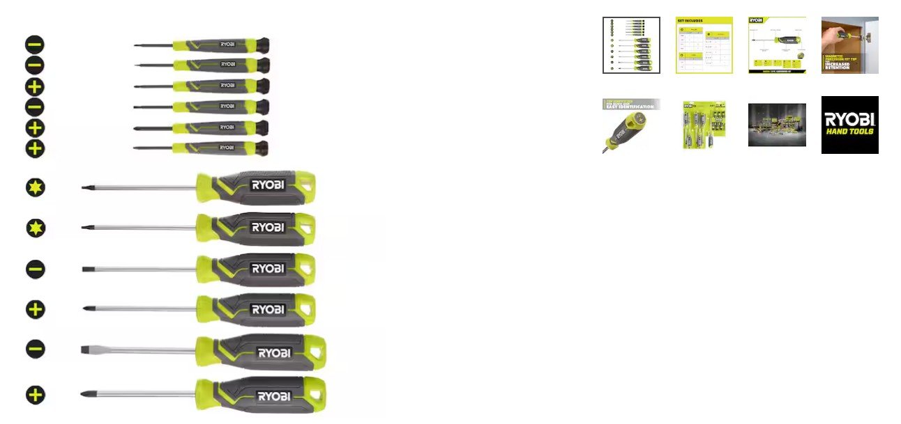 Screwdriver Set (12-Piece) with Cushion Grip Handles