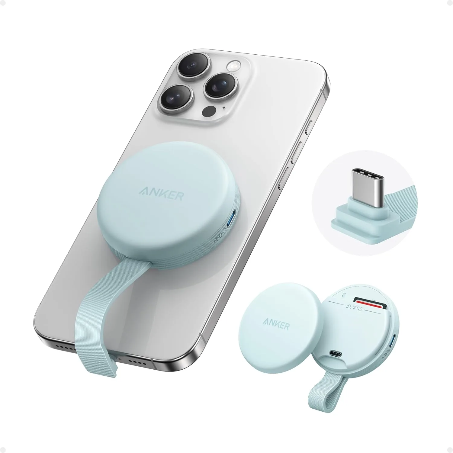 Prime Members: Anker MagGo USB-C Magnetic Adapter/SD Card Reader for iPhone 16/15