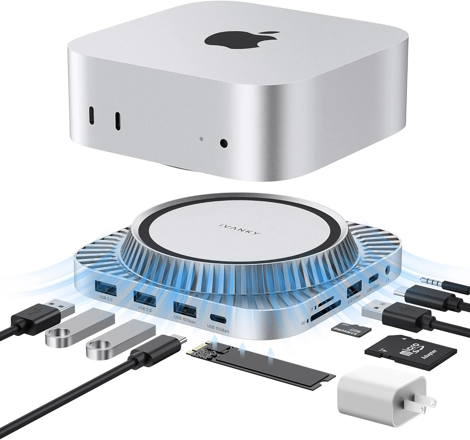 iVANKY 13-in-1 Mac Mini M4 Dock w/ M.2 SSD Enclosure, 4K@120Hz HDMI, 10Gbps USB