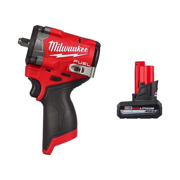 Milwaukee M12 FUEL 3/8 in. Stubby Impact Wrench + M12 XC 5.0Ah Battery (2562-20-48-11-2450) – $249.00 (was $349.00)