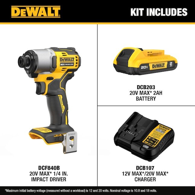 DEWALT 20V MAX Brushless Impact Driver Kit DCF840D1 – $99 (was $179)