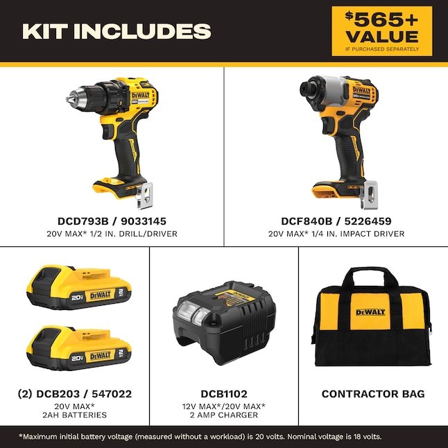DEWALT 20V MAX 2-Tool Brushless Combo Kit with Soft Case DCK227D2 – $169 (was $249)