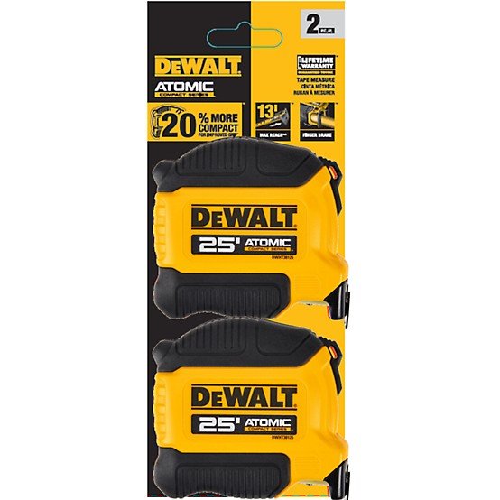 DEWALT Atomic 25 ft. Tape Measure (2 Pack), Item #2373142 – $19.99 (was $38.99)