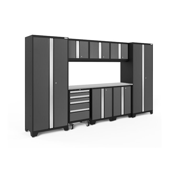 NewAge Products Bold 132-in W x 76.75-in H 8-Cabinet Steel Charcoal Gray Garage Storage System - $1,799.99 (was $2,499.99)