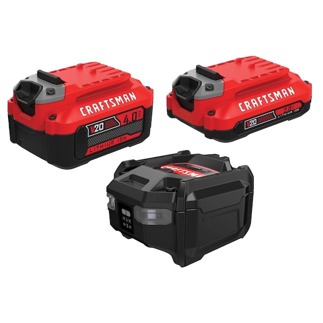 CRAFTSMAN V20 20V 2-Pack Lithium-ion Battery and Charger (4 Ah and 2 Ah) (CMCB204-CKVA)