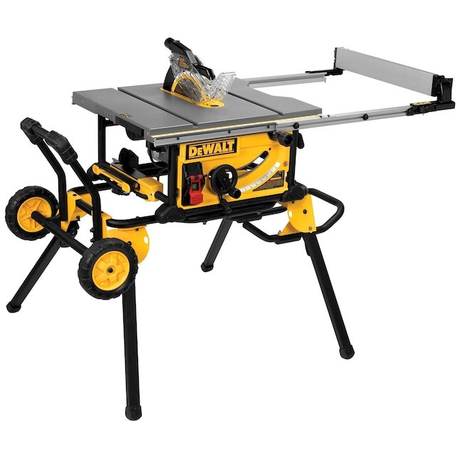 DEWALT 10-in 15-Amp Corded Portable Jobsite Table Saw with Foldable Rolling Stand (DWE7491RS)