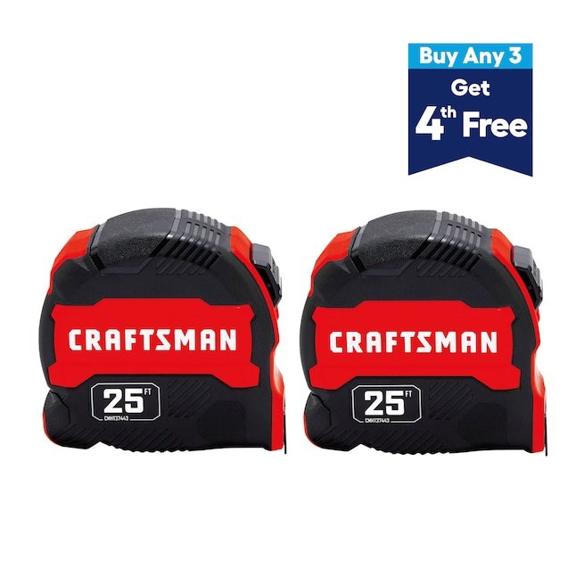 CRAFTSMAN COMPACT EASY GRIP 25-ft Tape Measure 2-Pack (CMHT95625S) - $16.98 (was $34.98)