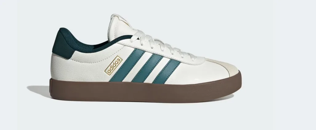 adidas Men's VL Court 3.0 Shoes Core White/Preloved Teal/Aurora Ivy)