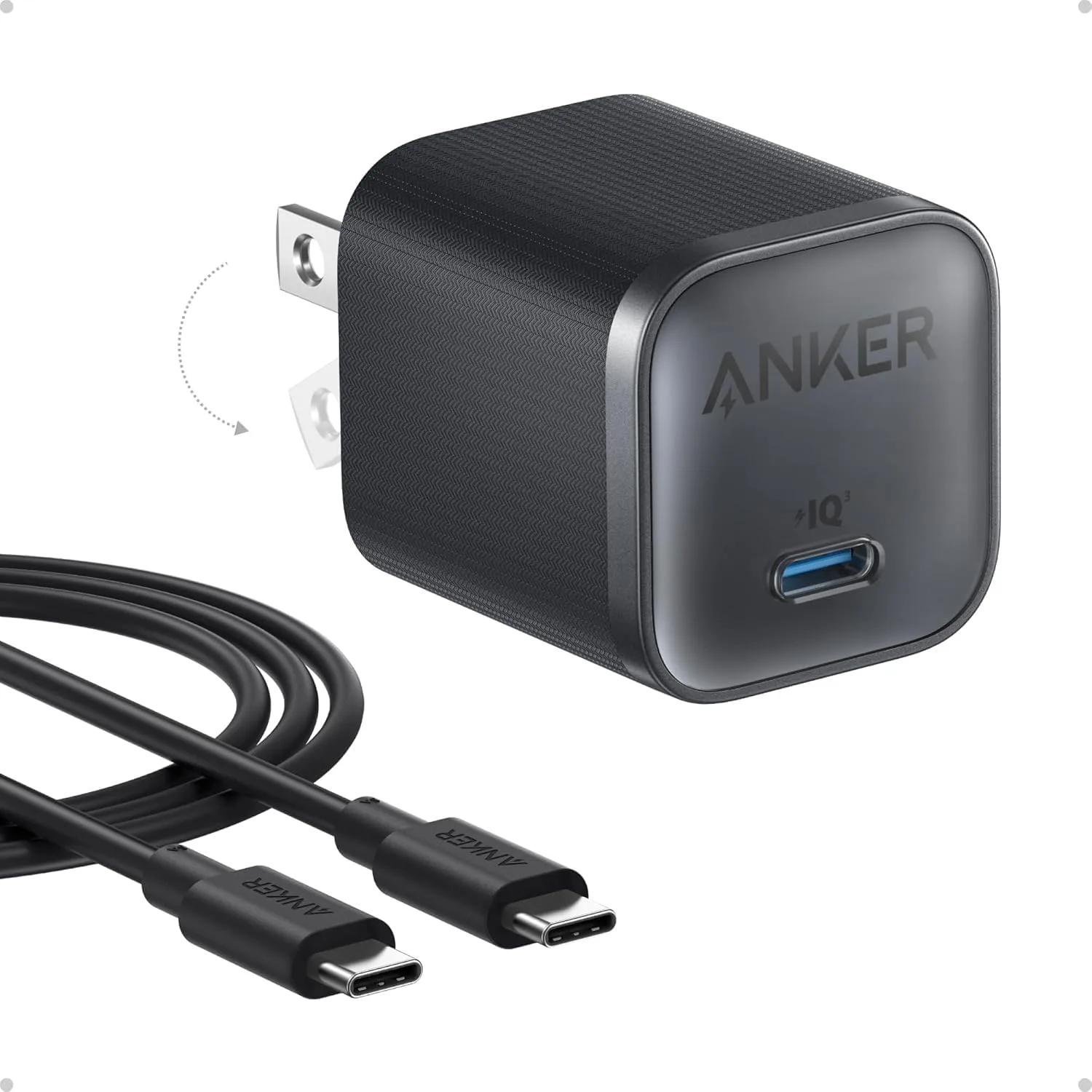 Anker Nano Charger, 45W Fast Charging, Compact and Foldable Plug USB C Charger Block